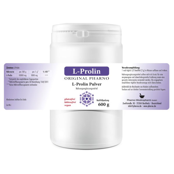 L-Prolin-pulver-600g  Etikett
